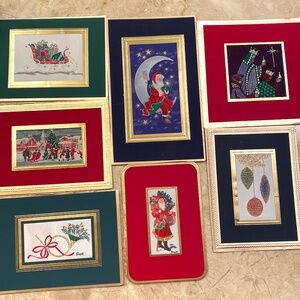 17 Christmas tapestry woven card fronts Brett collection, original, vint…